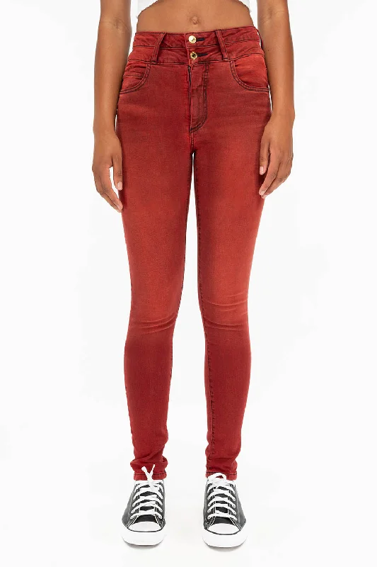 Graduation Jeans for Milestone -ROBIN'S DOUBLE WAIST SKINNY IN F-UP RED