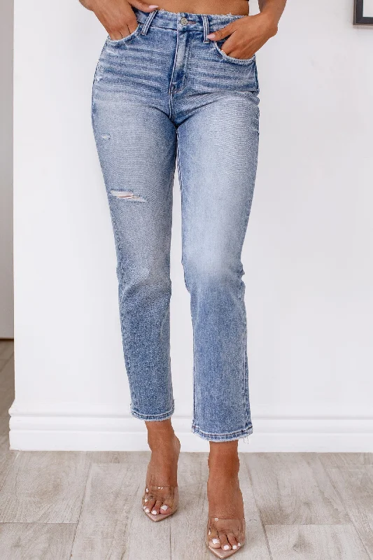 Wedding Jeans for Casual -Maddie Light Denim Straight Jeans