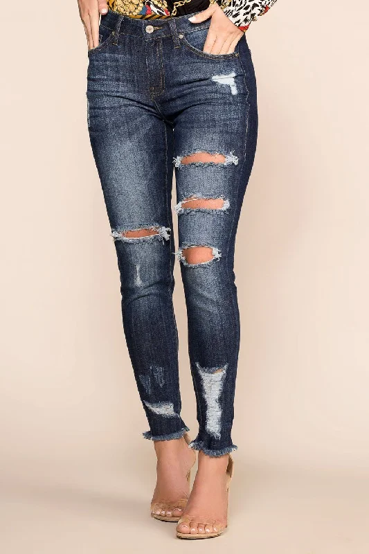 Cropped Jeans for Summer Look -Count On It Distressed Skinny Jeans