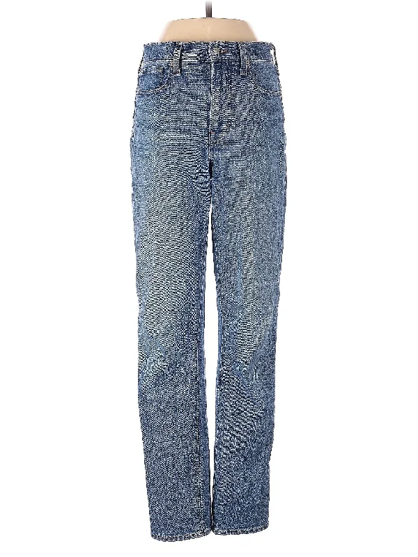 Colored Jeans for Variety -High-Rise Straight-leg Jeans in Medium Wash