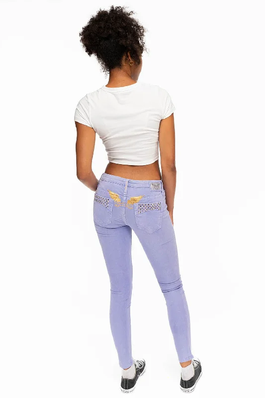 Affordable Jeans for Budget -MARILYN SKINNY IN PURPLE WITH CRYSTALS