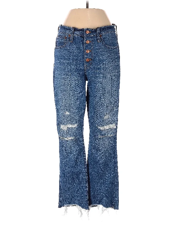 Leather Trim Jeans for Luxury -Mid-Rise Bootleg Jeans