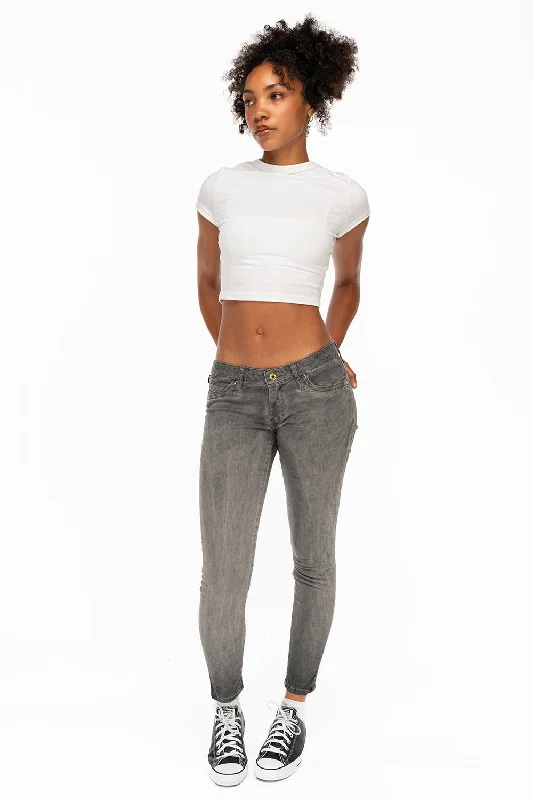 Cycling Jeans for Biking -MARILYN SKINNY IN OIL CHARCOAL WITH TONAL WINGS