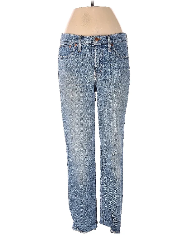 Distressed Jeans for Edgy Style -High-Rise Straight-leg Jeans in Light Wash