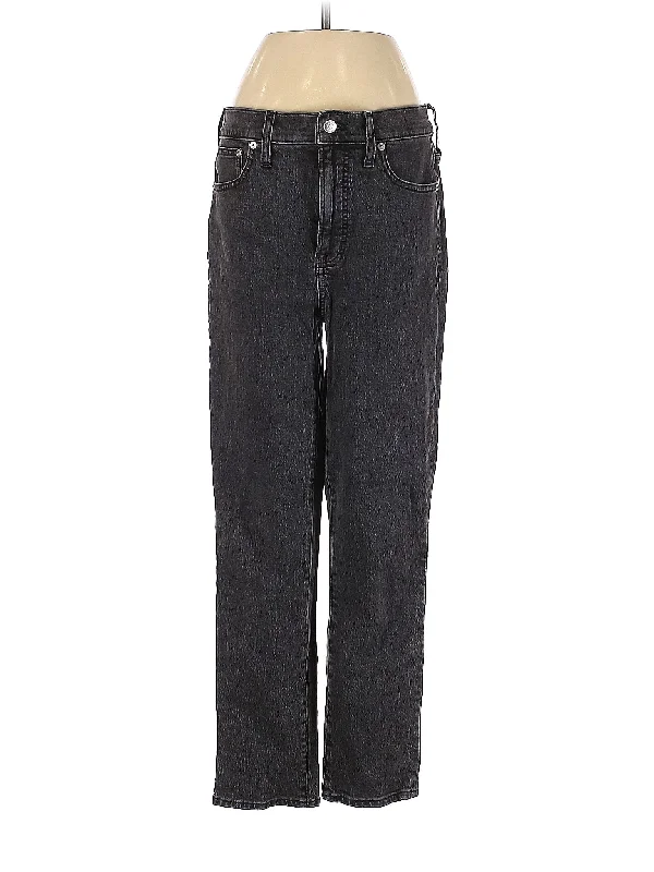 Gym Jeans for Workout -Mid-Rise Straight-leg Jeans in Dark Wash