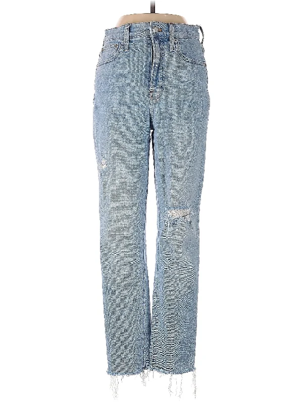 Embellished Back Pocket Jeans for Glamour -Mid-Rise Boyjeans Jeans in Light Wash