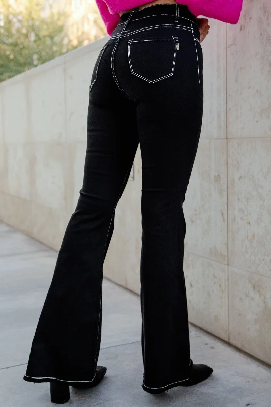 Holiday Jeans for Festive -Keagan Black Flare Jeans