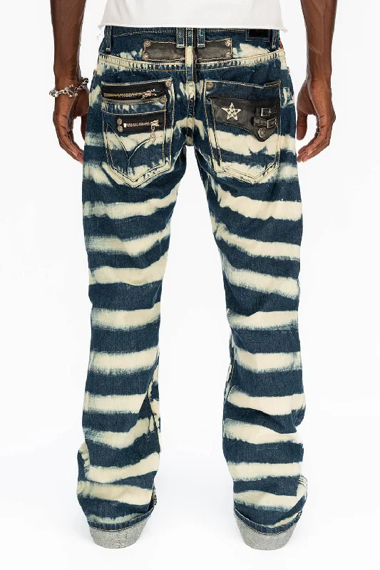 Acid Wash Jeans for Vintage -BLACK TOBACCO MENS BOOTCUT JEANS WITH CONTRAST STITCHING AND LEATHER INSERTS