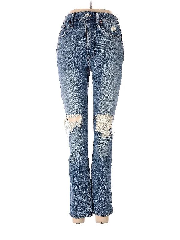 Leather Trim Jeans for Luxury -High-Rise Bootleg Jeans