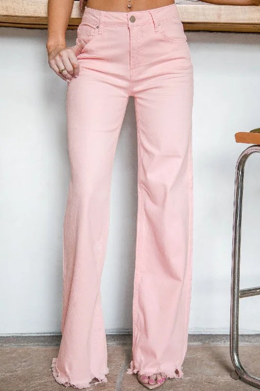 Outdoor Jeans for Adventures -Elizabeth Distressed Light Pink Jeans