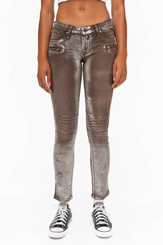 Mini Shorts Jeans for Youthful -ROBIN'S BIKER WOMENS JEANS IN TOFFE LISA SILVER