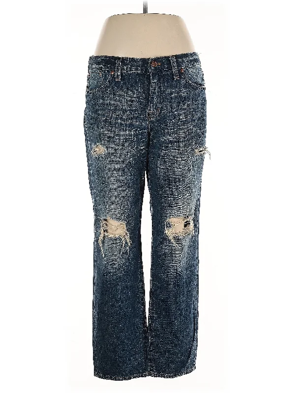 Light Wash Jeans for Casual -Mid-Rise Boyjeans Jeans