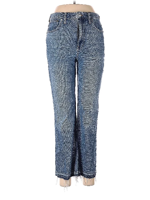 Acid Wash Jeans for Vintage -Mid-Rise Straight-leg Jeans in Medium Wash