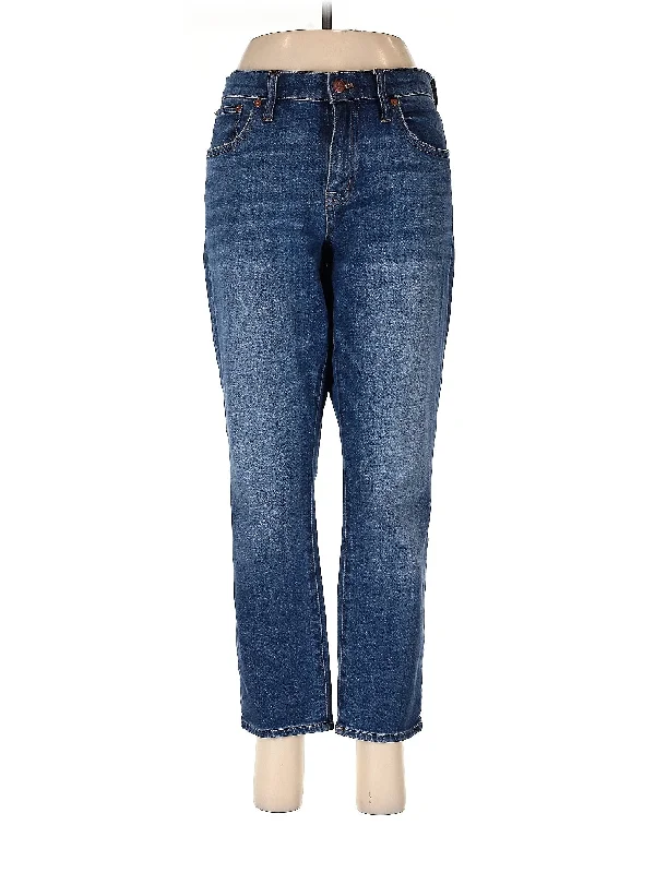 Raw Denim Jeans for Authentic -High-Rise Straight-leg Jeans in Medium Wash