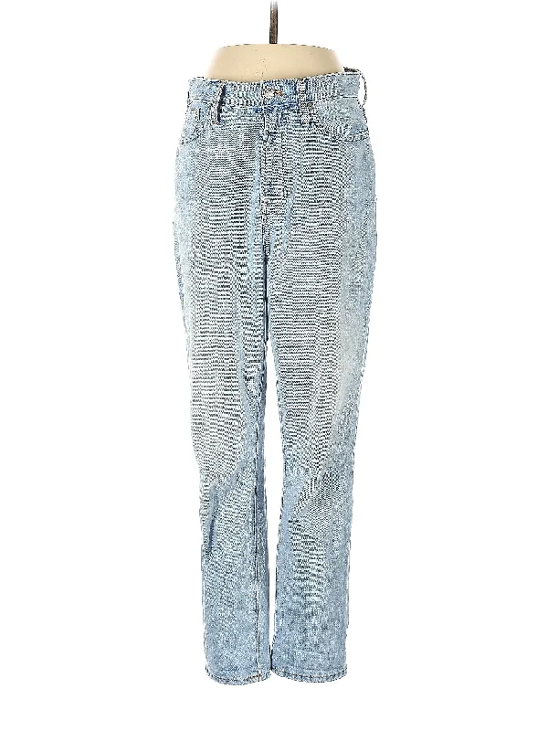 Fringed Jeans for Western -High-Rise Straight-leg Jeans in Light Wash