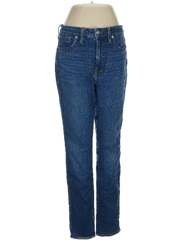 Frayed Hem Jeans for Edgy -Mid-Rise Straight-leg Jeans in Medium Wash