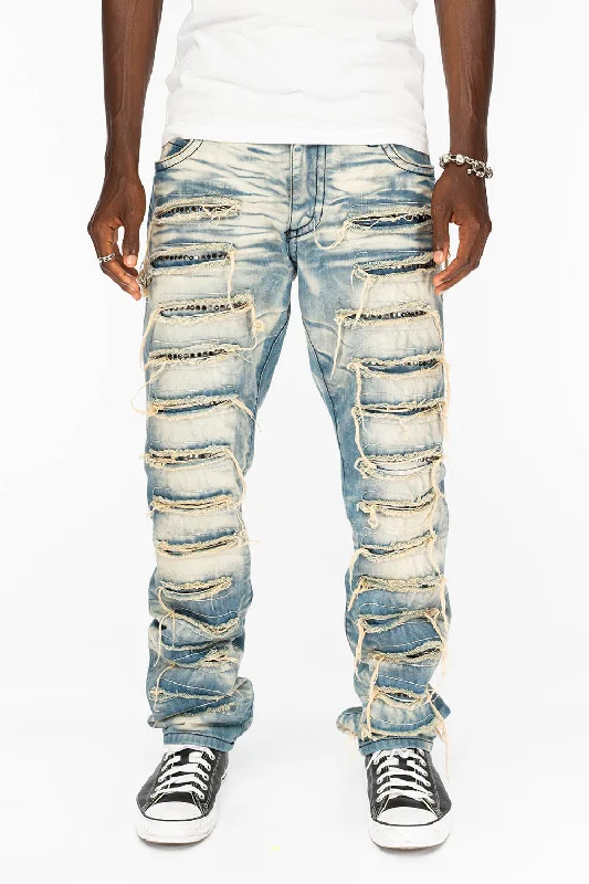 Shopping Jeans for Convenient -ROBIN'S VINTAGE EDITION RIPPED JEANS WITH CRYSTALS IN OMAHA WASH