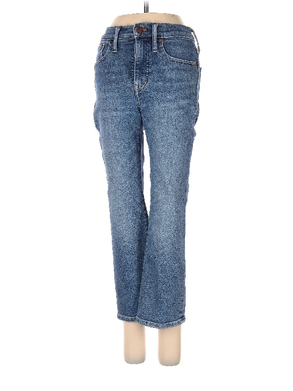 Colored Jeans for Variety -High-Rise Straight-leg Jeans in Medium Wash