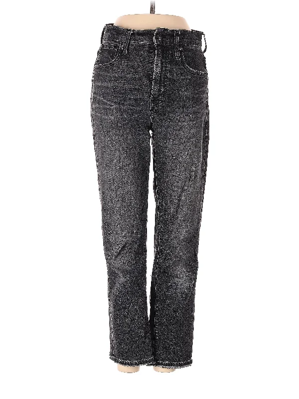 Hiking Jeans for Trail -Mid-Rise Straight-leg Jeans in Dark Wash