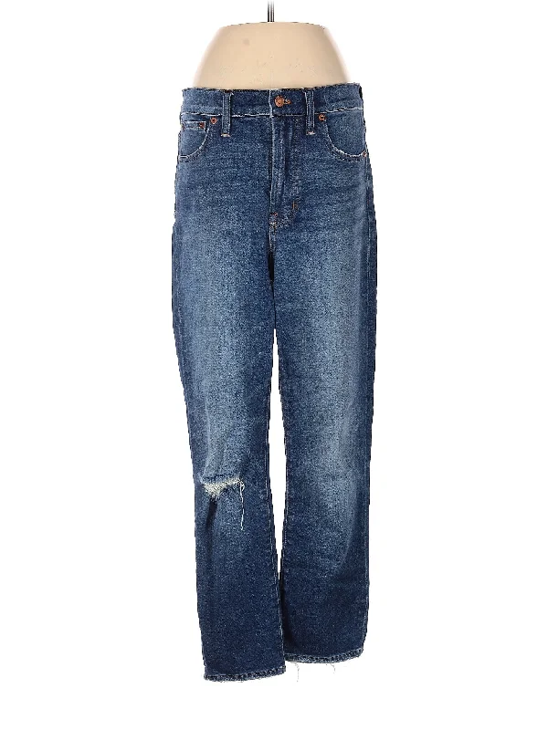 Wrap Skirt Jeans for Versatile -Mid-Rise Bootleg Jeans in Medium Wash