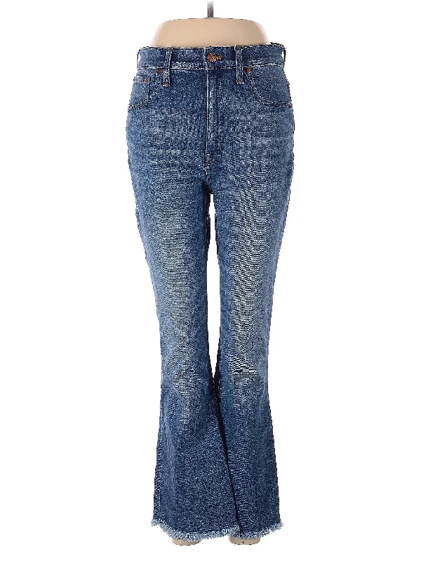 Fringed Jeans for Western -Mid-Rise Bootleg Jeans in Medium Wash