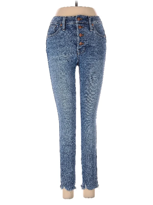 Button Fly Jeans for Traditional -Mid-Rise Skinny Jeans in Medium Wash