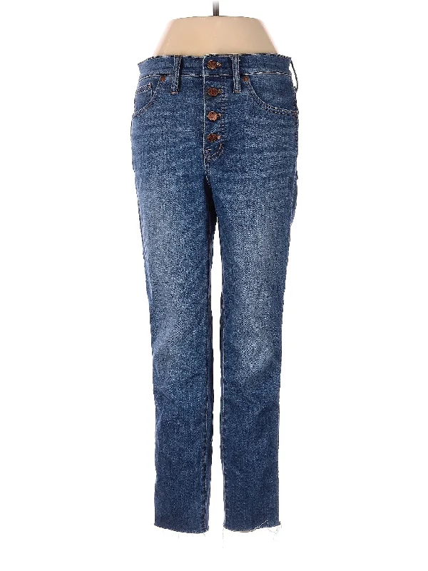 Cropped Jeans for Summer Look -High-Rise Straight-leg Jeans in Medium Wash