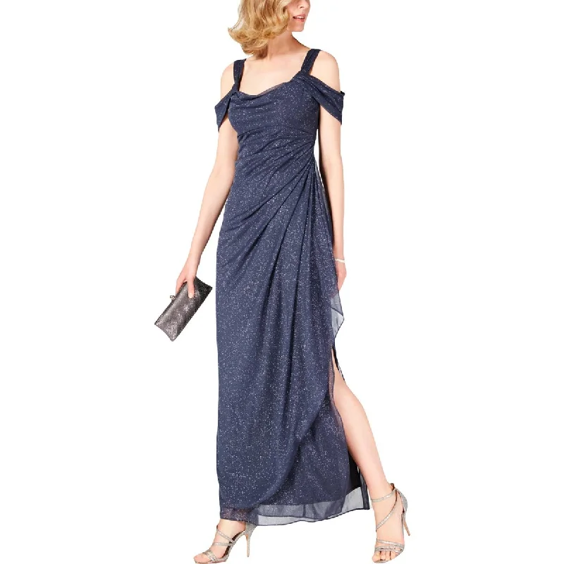 Flowy Party Dress for Graceful Look -Alex Evenings Womens Petites Glitter Prom Evening Dress