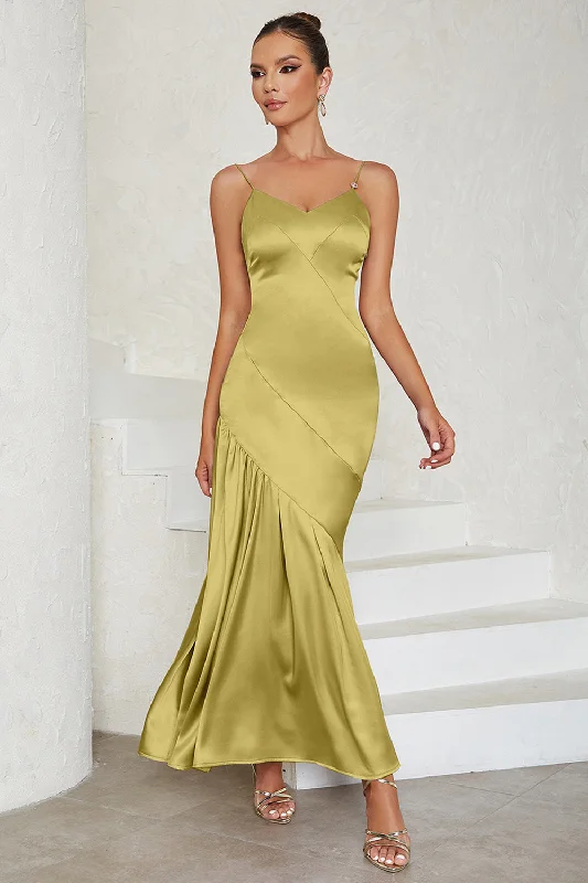 Maxi Dresses for Elegant Style -Spaghetti Straps Light Yellow Formal Dress