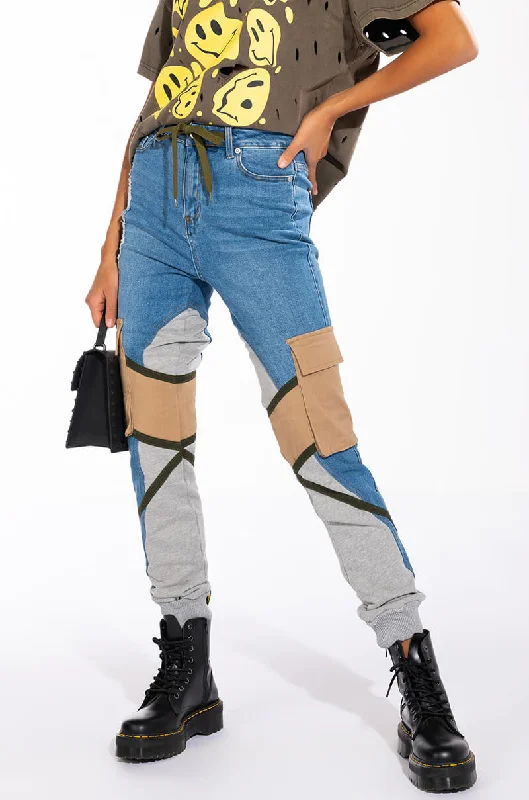 Denim Dress with Studs for Punk -CIARA DENIM JOGGERS