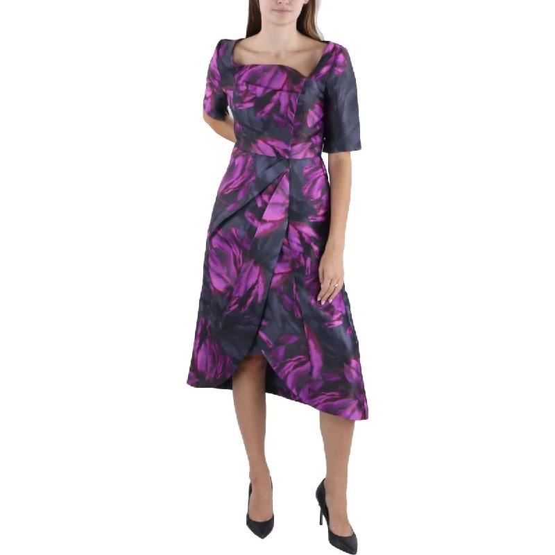 Black Party Dress for Formal Occasions -Kay Unger New York Womens Midi Asymmetric Cocktail And Party Dress