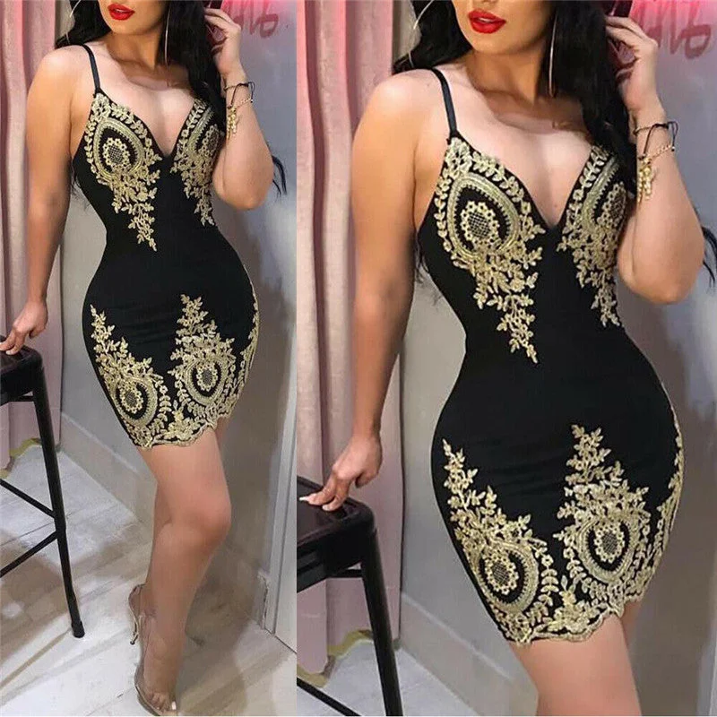 Mini Dresses for Youthful Look -Casual Fashion Women's Summer Bandage Bodycon Party Club Short Mini Dress