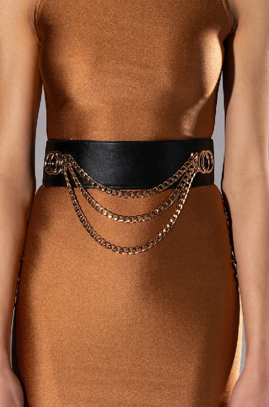 Denim Dress for Party Nights -WILD ONES CHAIN STRETCH WAIST BELT