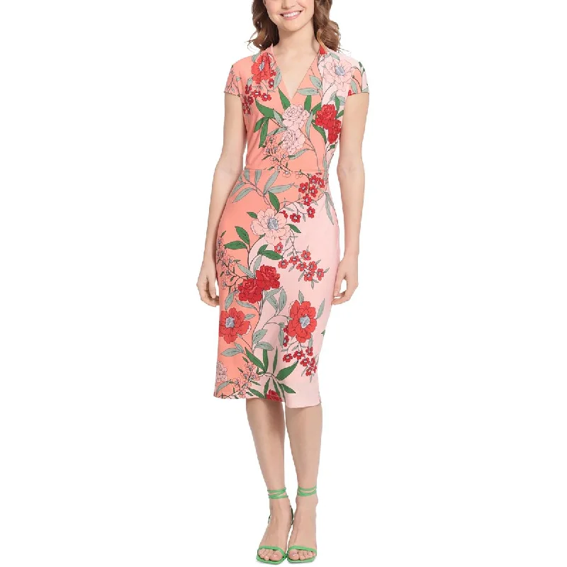 Bohemian Dresses with Tassels -London Times Womens Floral Print Midi Sheath Dress