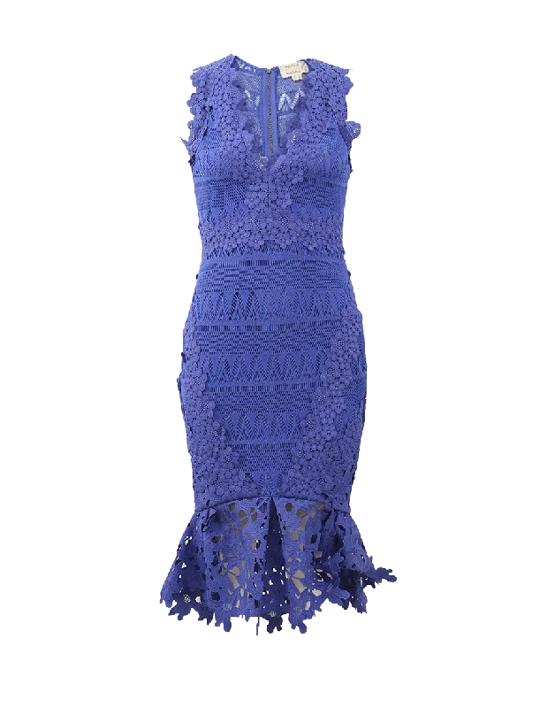 Pencil Dresses for Slimming -Lace Combo V-Neck Dress