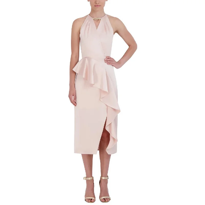 One Shoulder Party Dress for Asymmetric -BCBGMAXAZRIA Womens Halter Midi Cocktail And Party Dress