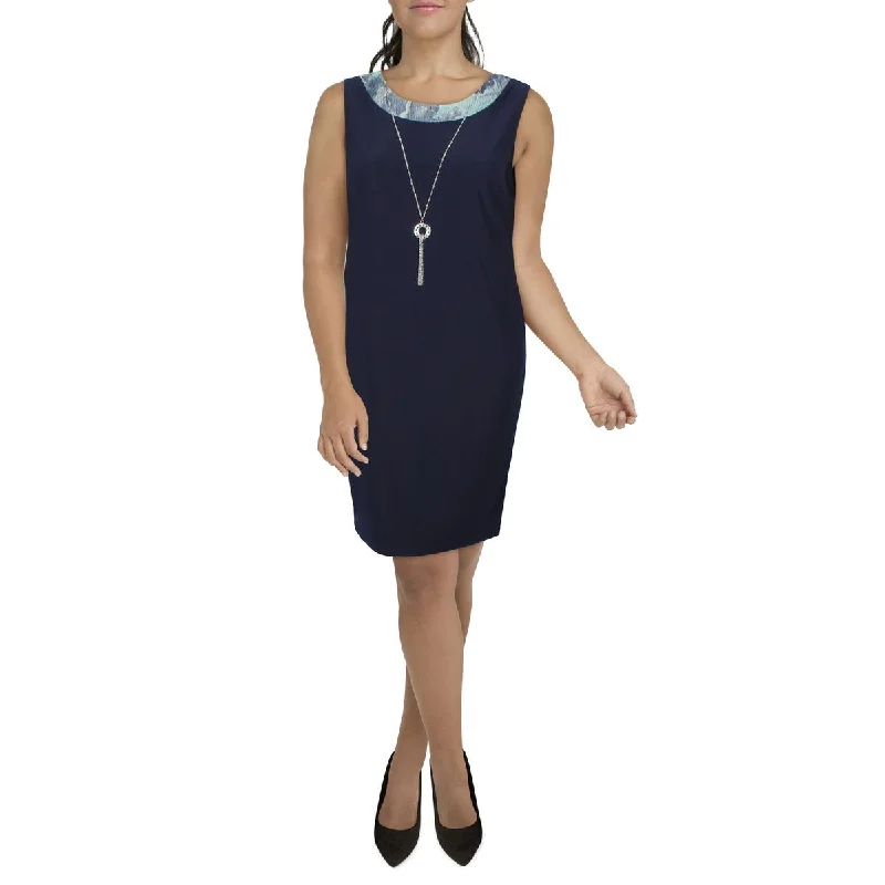 V Neck Party Dress for Flattering Look -R&M Richards Womens Contrast Trim Knit Cocktail And Party Dress