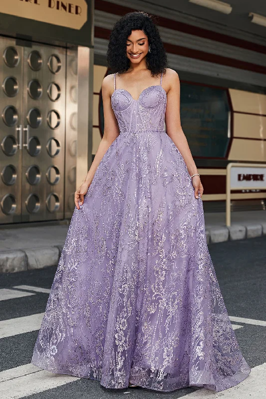 Mini Party Dress for Youthful Look -Princess A Line Spaghetti Straps Corset Purple Prom Dress with Beading