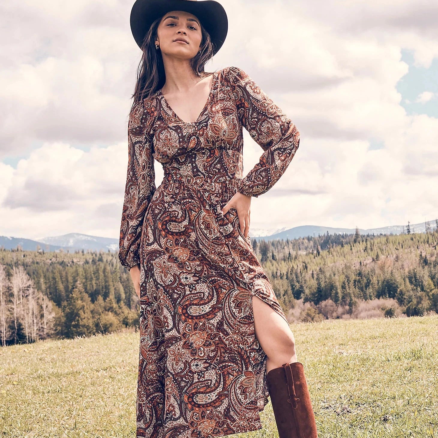 Formal Dresses for Occasions -Wrangler Retro Women's Paisley Button Front Maxi Dress in Burgundy