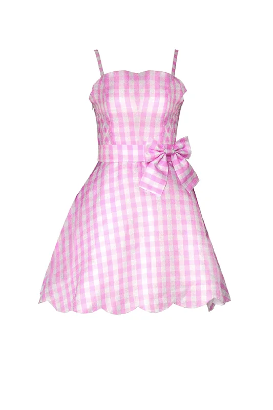 Geometric Dresses for Modern -Pink Plaid Vintage 1950s Dress