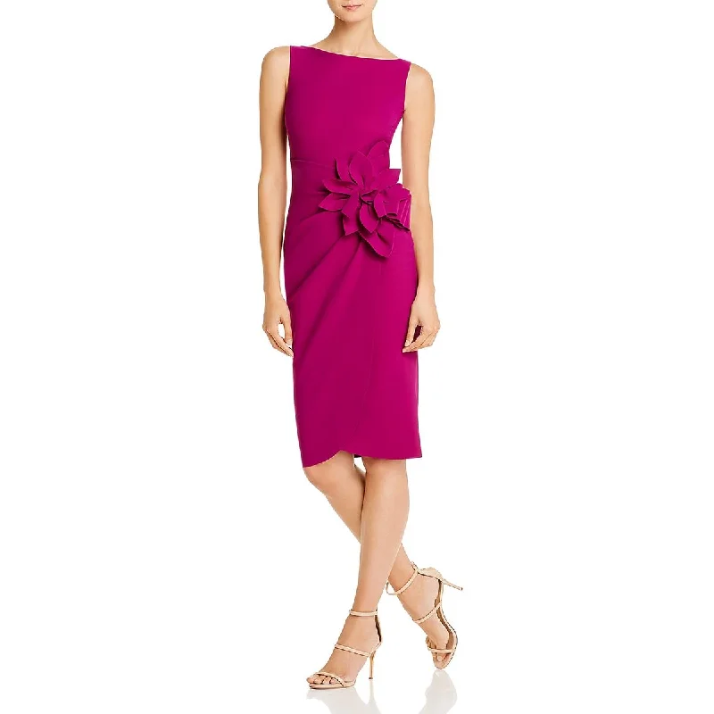 Party Dress for Christmas Party -Chiara Boni Womens Glenaly Flower Applique Faux Wrap Cocktail and Party Dress