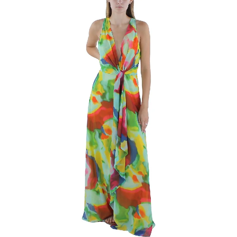 Printed Dresses with Patterns -Lauren Ralph Lauren Womens Long Wrap Maxi Dress