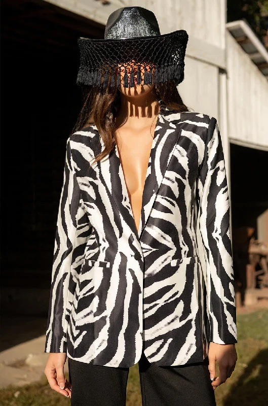 Printed Denim Dress with Patterns -OVERSIZED ZEBRA BLAZER