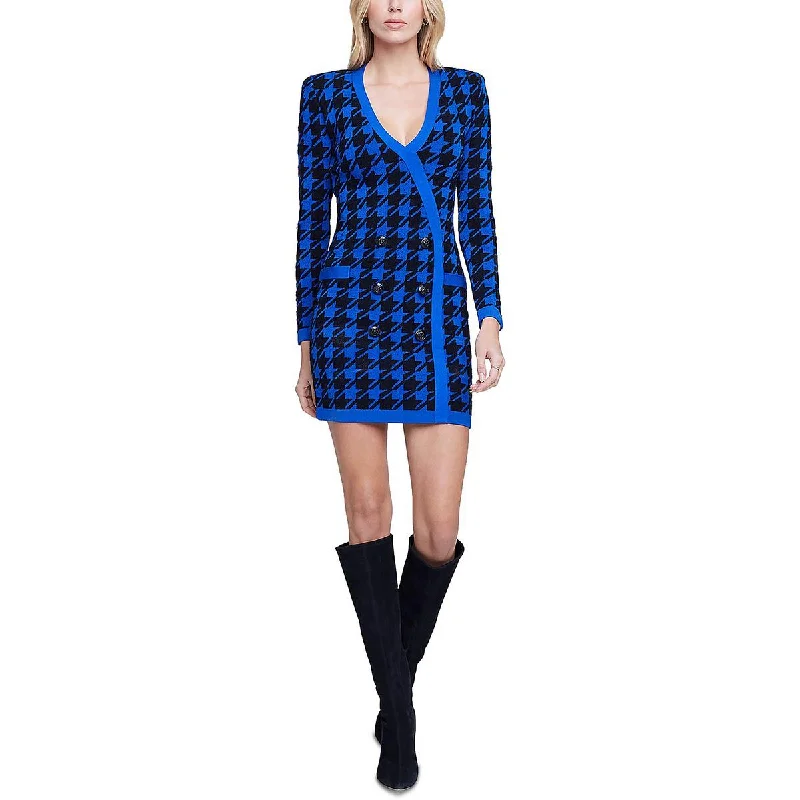 Midi Dresses for Versatile Wear -L'Agence Womens Odell Houndstooth Mini Sweaterdress