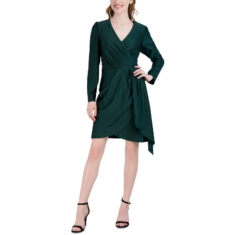 Long Sleeve Party Dress for Coverage -Julia Jordan Womens Satin Above Knee Cocktail And Party Dress