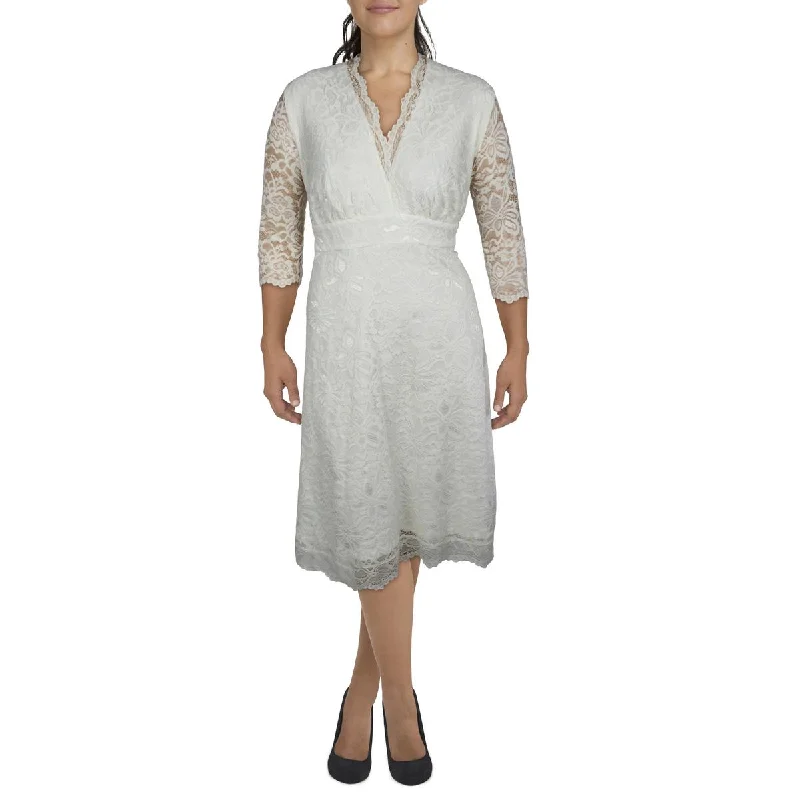 Embroidered Party Dress for Detailed -Kiyonna Womens Plus Lace Midi Cocktail and Party Dress