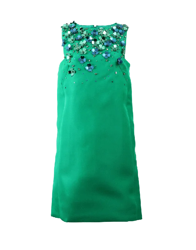 Solid Color Dresses for Simple -Shift Dress With Floral Sequins