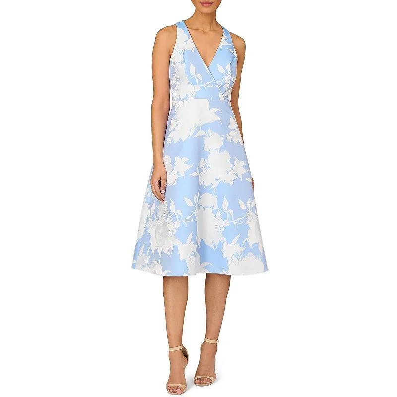 Wool Dresses for Warmth -Aidan Mattox Womens Woven Floral Midi Dress