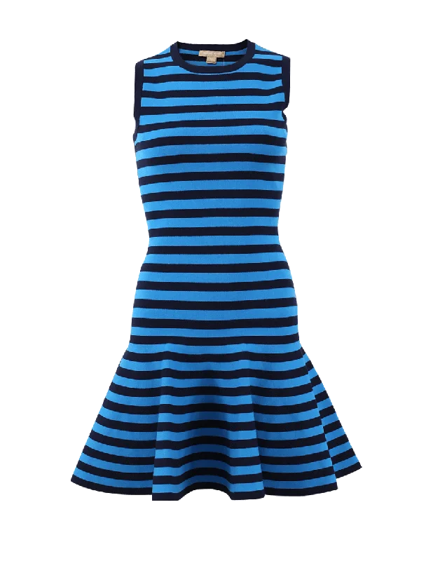 Graduation Dresses for Milestone -Striped Flounce Knit Dress