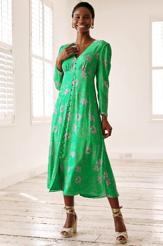 Polyester Dresses for Durable -Claudia Dress | Waterlily Green